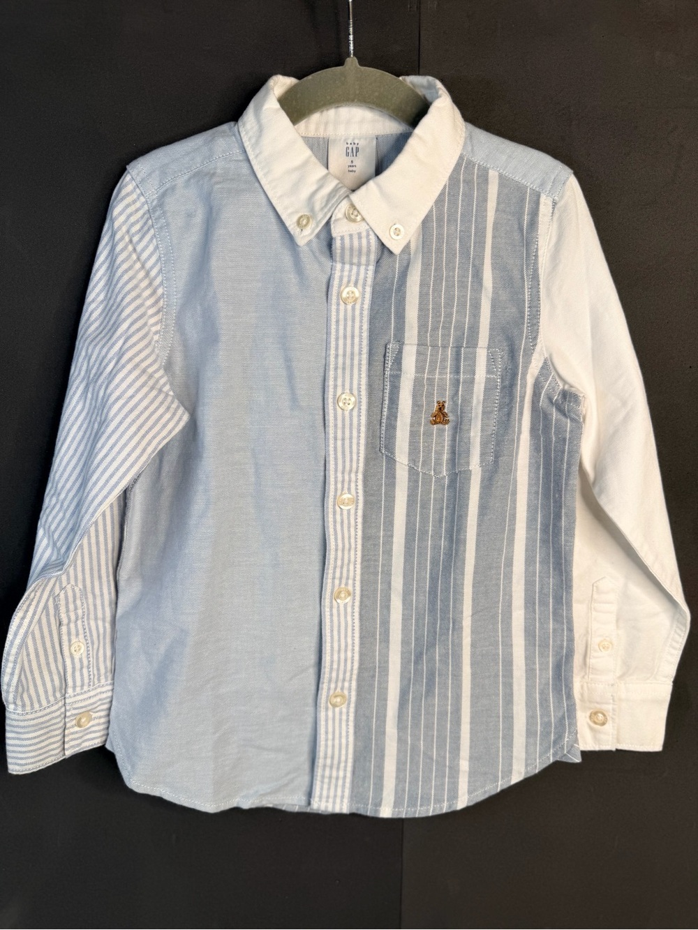 NWT Baby GAP Blue & White linen shirt with roll cuff size 5 Years